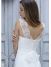 Ivory Lace Polka Dot Organza Cheap Beautiful Wedding Dress 